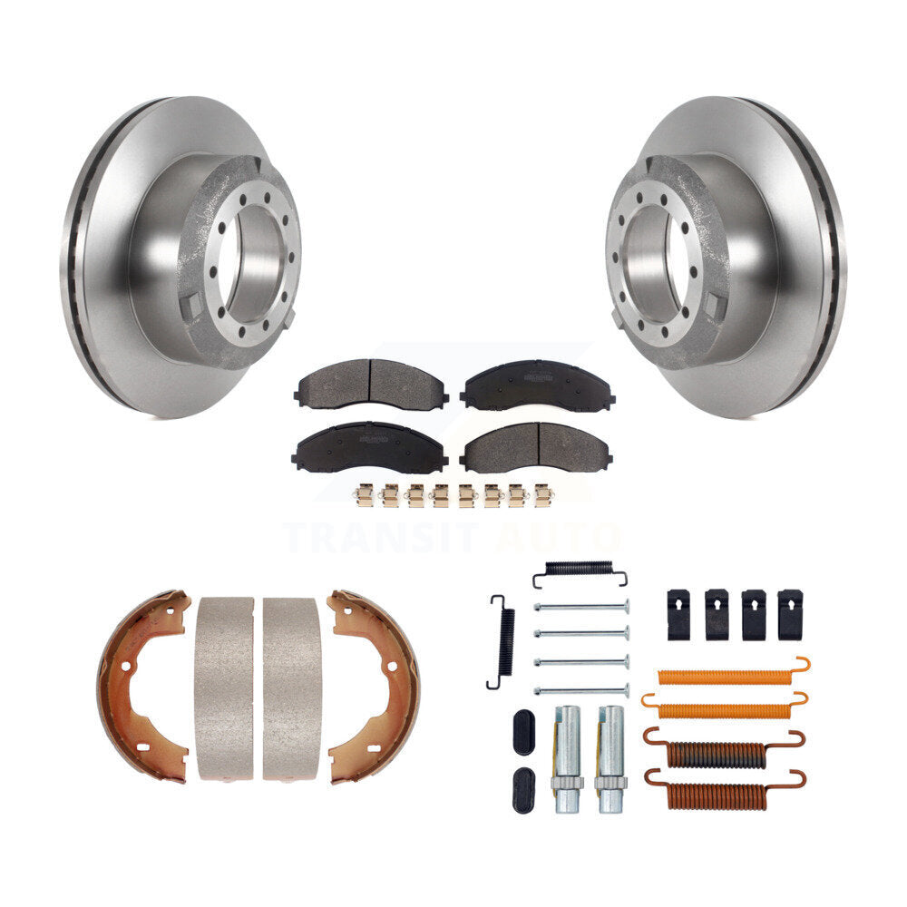 Rear Disc Rotors Semi-Metallic Pads Parking Shoes Hardware Kit For Ford F-450 Super Duty K8F-104761