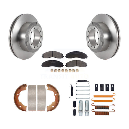 Rear Disc Rotors Semi-Metallic Pads Parking Shoes Hardware Kit For Ford F-450 Super Duty K8F-104761