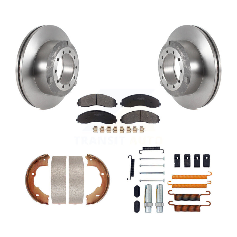 Rear Disc Rotors Semi-Metallic Pads Parking Shoes Hardware Kit For Ford F-450 Super Duty K8F-104761
