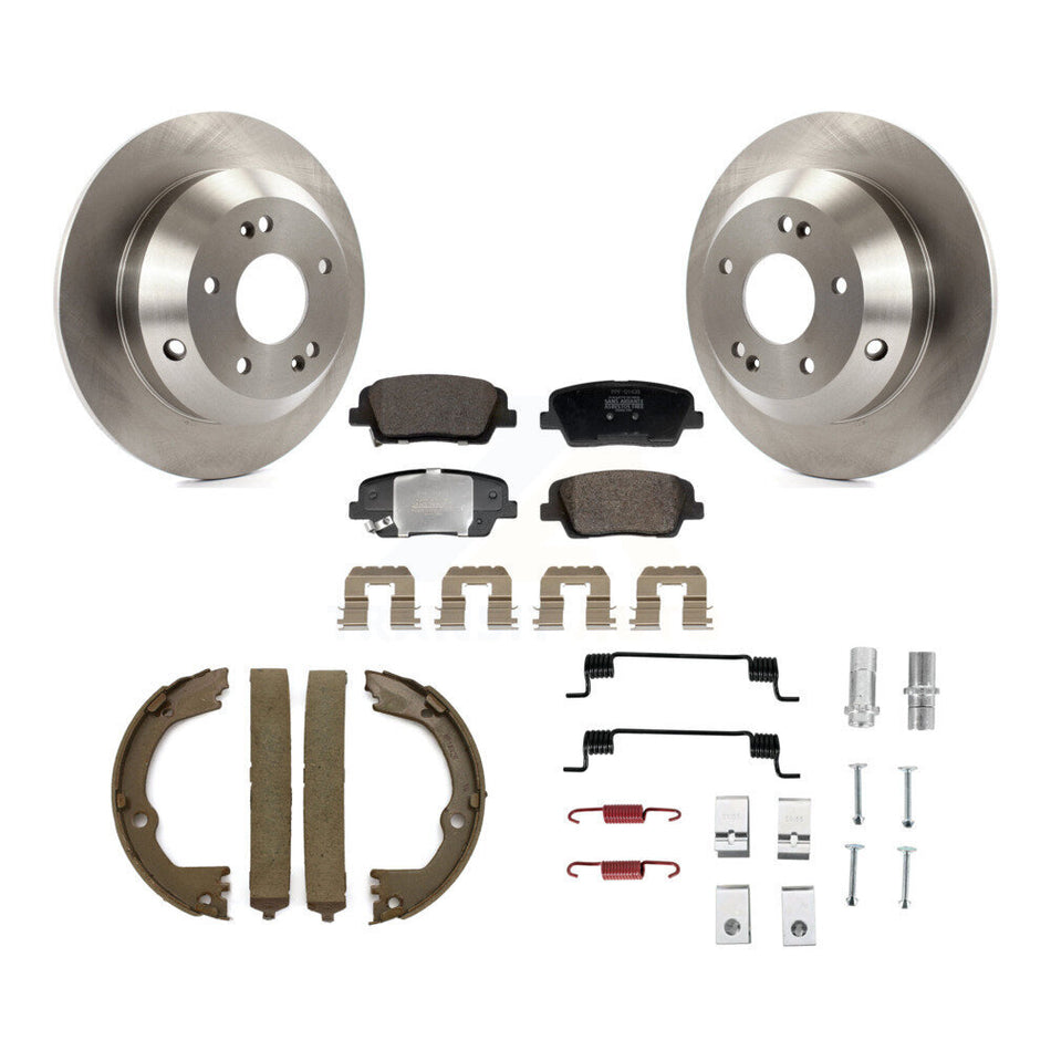 Rear Disc Rotors Semi-Metallic Pads Parking Shoes Hardware Kit For Hyundai Santa Fe Sport K8F-104763