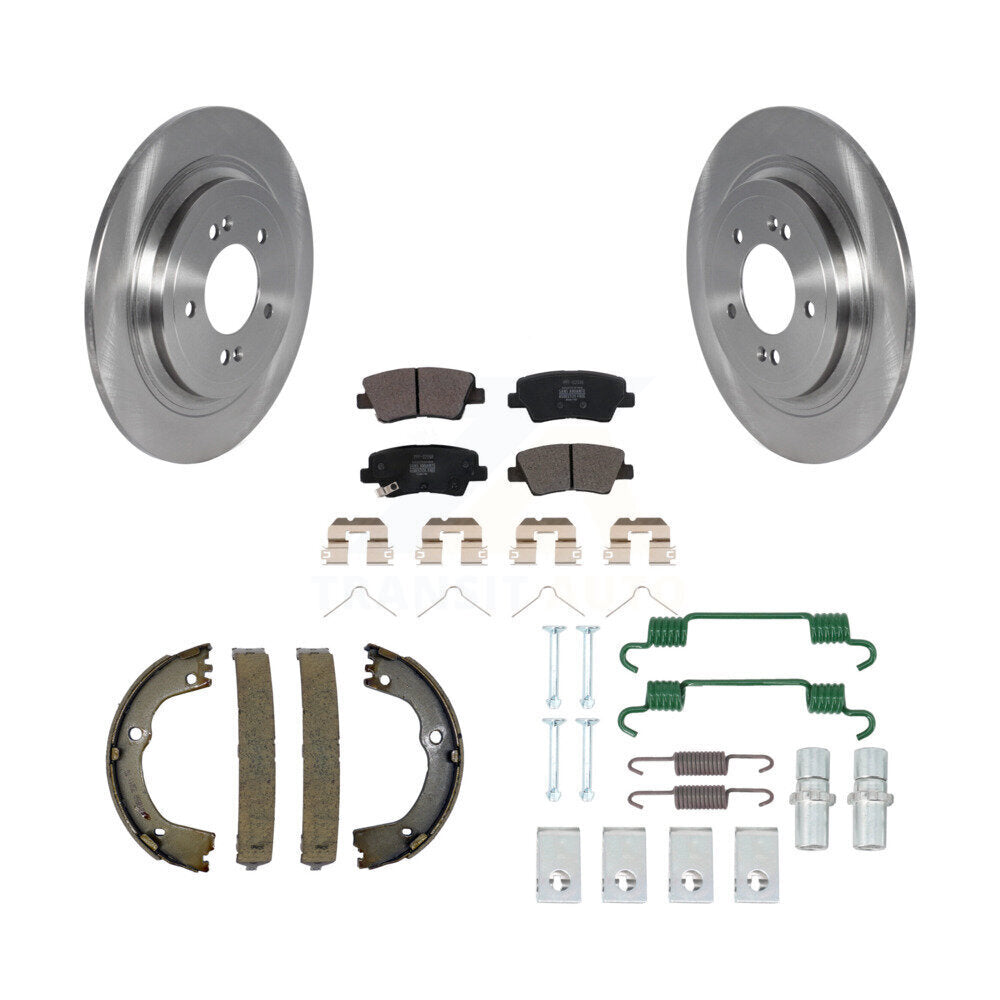 Rear Disc Rotors Semi-Metallic Pads Parking Brake Shoes And Hardware Kit For Kia Sportage K8F-104764