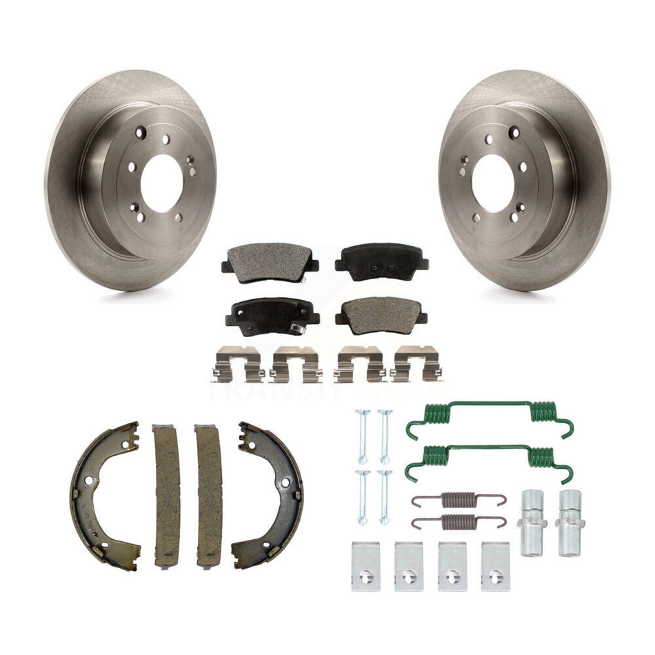 Rear Disc Rotors Semi-Metallic Pads Parking Shoes And Hardware Kit For Hyundai Tucson Kia K8F-104765