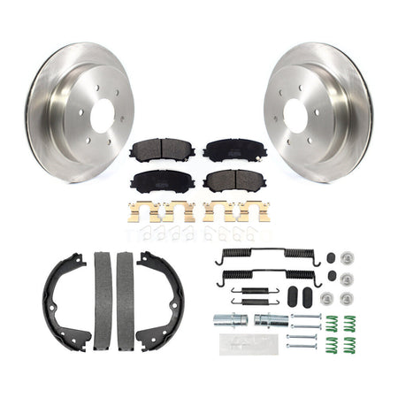 Rear Disc Rotors Semi-Metallic Pads Parking Shoes Hardware Kit For 2017-2023 Nissan TITAN K8F-104767