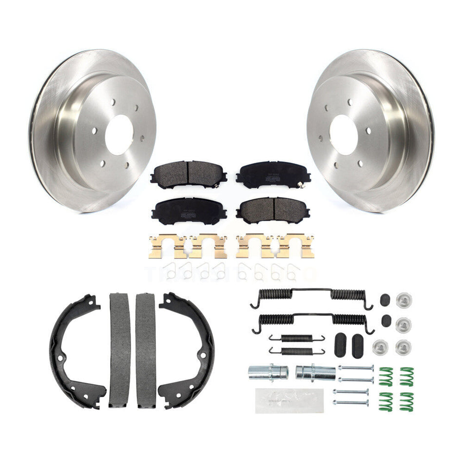 Rear Disc Rotors Semi-Metallic Pads Parking Shoes Hardware Kit For 2017-2023 Nissan TITAN K8F-104767