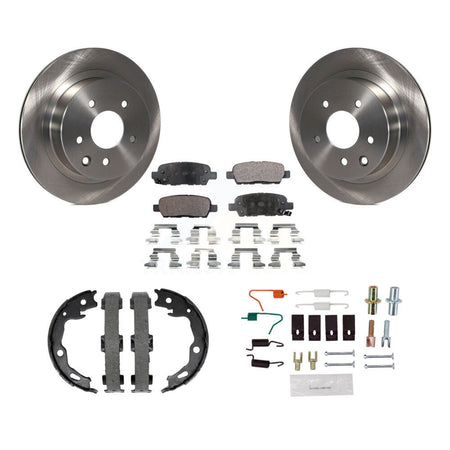 Rear Disc Rotors Semi-Metallic Pads Parking Brake Shoes And Hardware Kit For Nissan Rogue K8F-104768