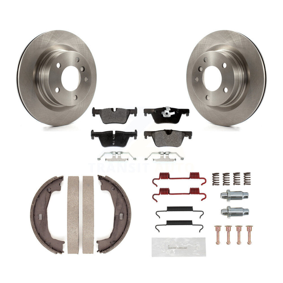 Rear Disc Rotors Semi-Metallic Pads Parking Shoes & Hardware Kit For BMW 230i xDrive 228i K8F-104776