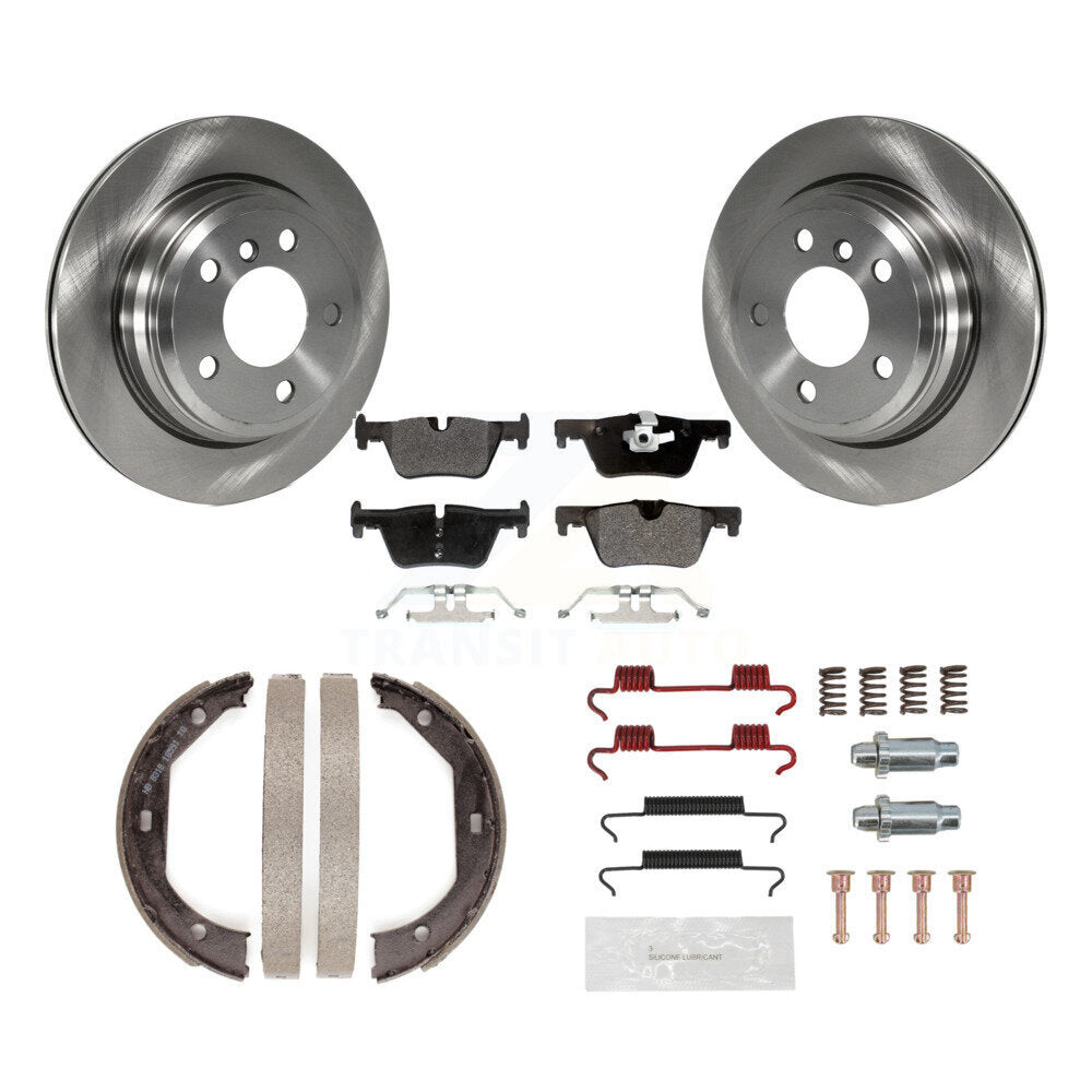 Rear Disc Rotors Semi-Metallic Pads Parking Shoes & Hardware Kit For BMW 428i xDrive Gran K8F-104779