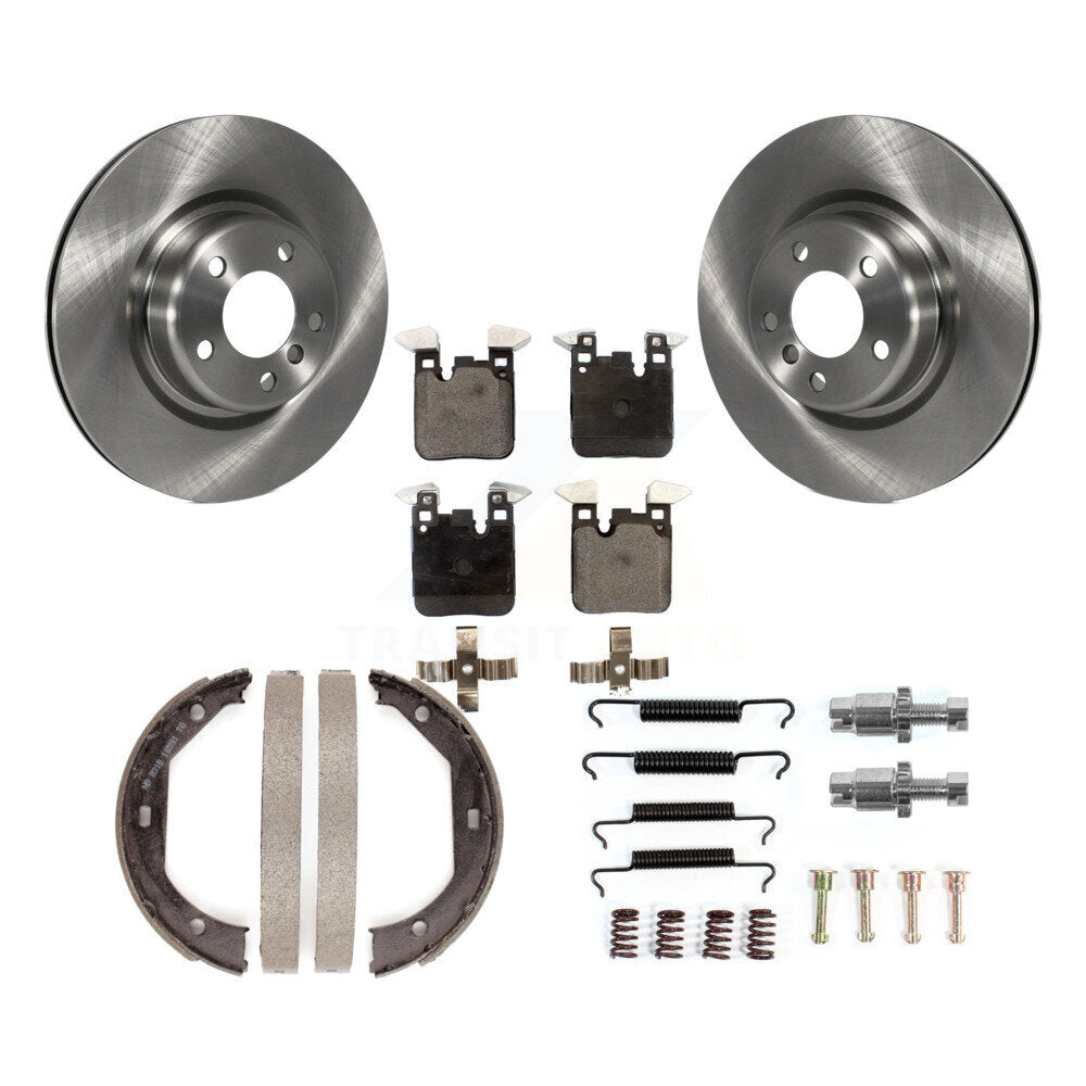 Rear Disc Rotors Semi-Metallic Pads Parking Shoes & Hardware Kit For BMW 428i Convertible K8F-104780