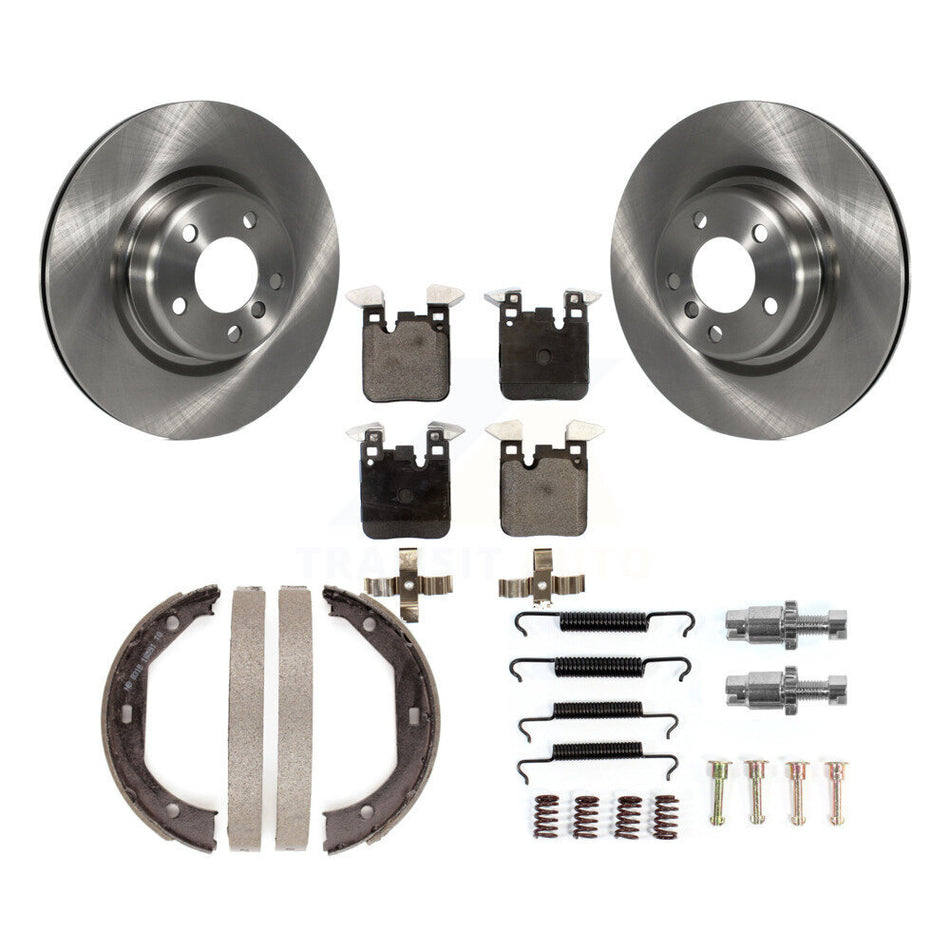 Rear Disc Rotors Semi-Metallic Pads Parking Shoes & Hardware Kit For BMW 428i Convertible K8F-104780