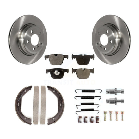 Rear Disc Rotors Semi-Metallic Pads Parking Shoes Hardware Kit For BMW 330i xDrive 328i 3 K8F-104783