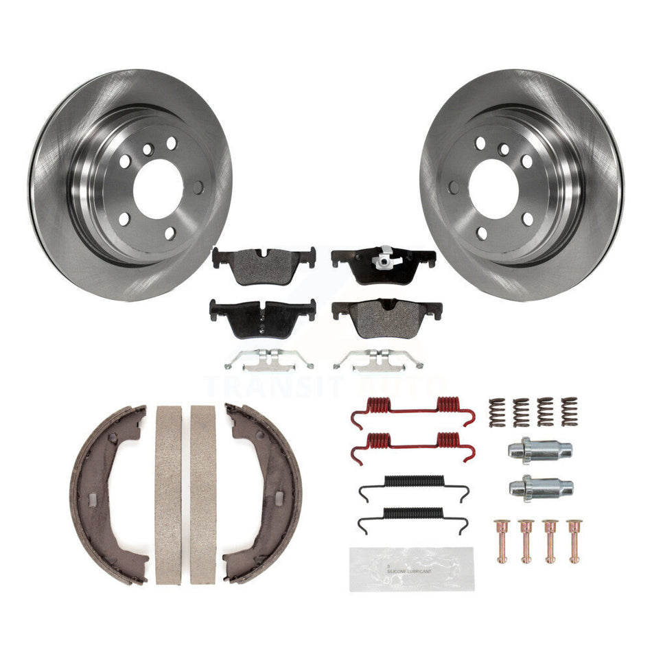 Rear Disc Rotors Semi-Metallic Pads Parking Shoes & Hardware Kit For BMW 320i xDrive 428i K8F-104790