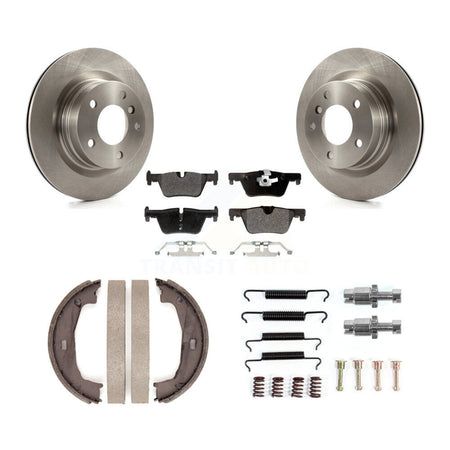 Rear Disc Rotors Semi-Metallic Pads Parking Brake Shoes And Hardware Kit For BMW 328i K8F-104795