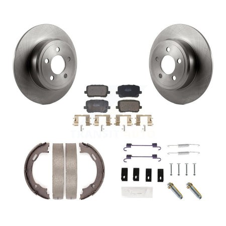 Rear Disc Rotors Semi-Metallic Pads Parking Brake Shoes & Hardware Kit For Dodge Charger K8F-104798