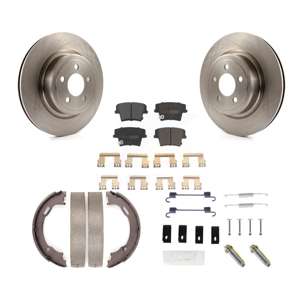 Rear Disc Rotors Semi-Metallic Pads Parking Shoes & Hardware Kit For Dodge Charger Magnum K8F-104802
