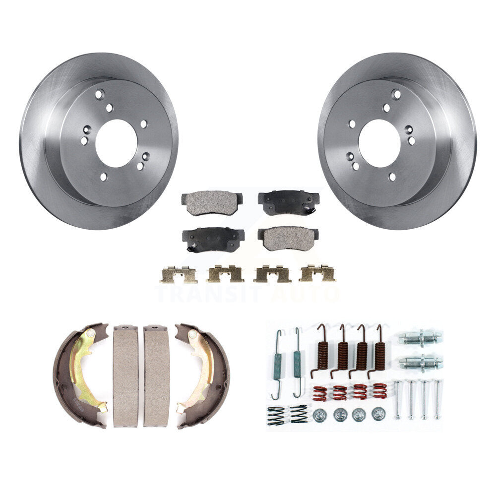 Rear Disc Rotors Semi-Metallic Pads Parking Shoes Hardware Kit For 01-04 Hyundai Santa Fe K8F-104814