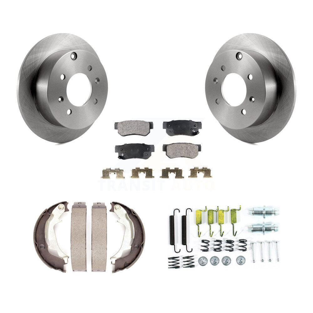 Rear Disc Rotors Semi-Metallic Pads Parking Shoes And Hardware Kit For Hyundai Sonata Kia K8F-104815