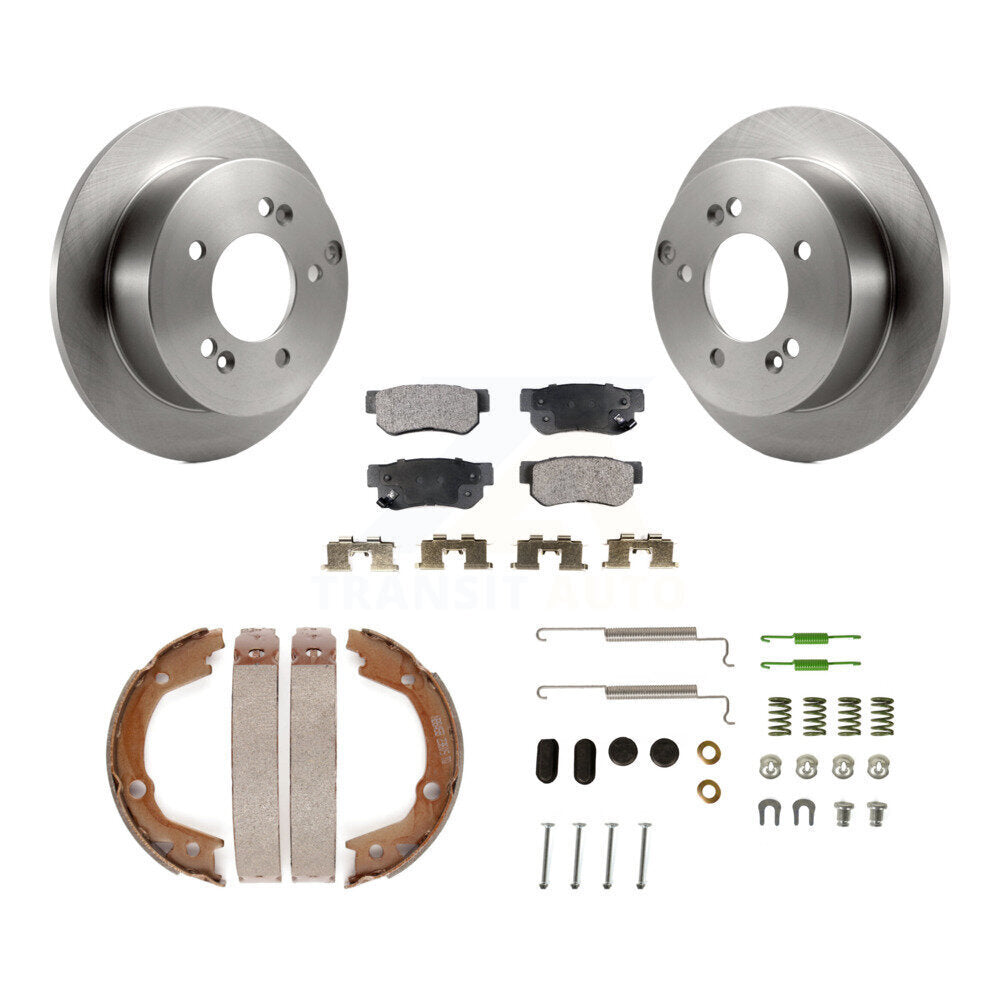 Rear Disc Rotors Semi-Metallic Pads Parking Shoes & Hardware Kit For Hyundai Sonata 2.4L K8F-104820