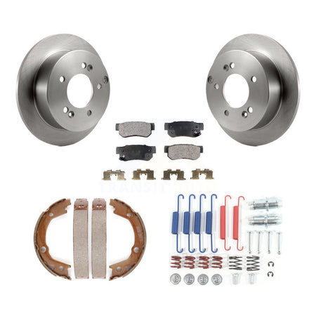 Rear Disc Rotors Semi-Metallic Pads Parking Shoes & Hardware Kit For 2007-2010 Kia Optima K8F-104821