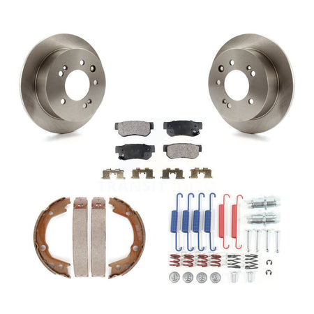 Rear Disc Rotors Semi-Metallic Pads Parking Brake Shoes Hardware Kit For Hyundai Elantra K8F-104822