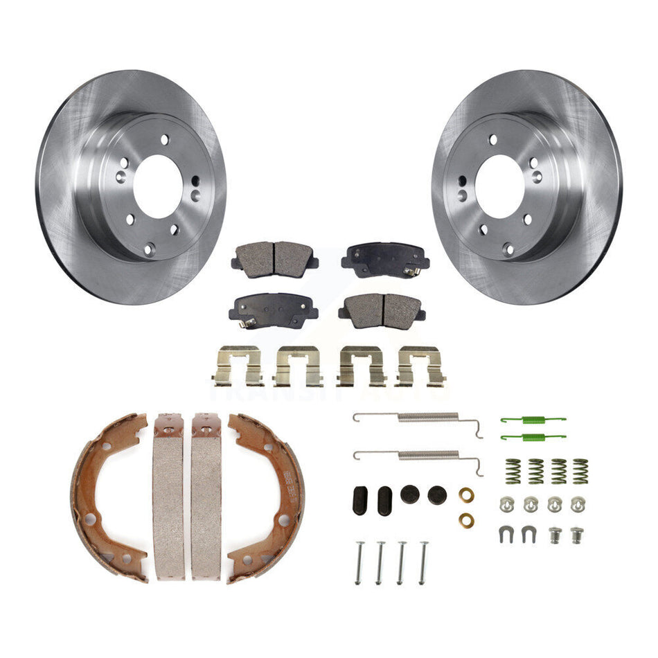 Rear Disc Rotors Semi-Metallic Pads Parking Shoes & Hardware Kit For Hyundai Sonata 3.3L K8F-104823