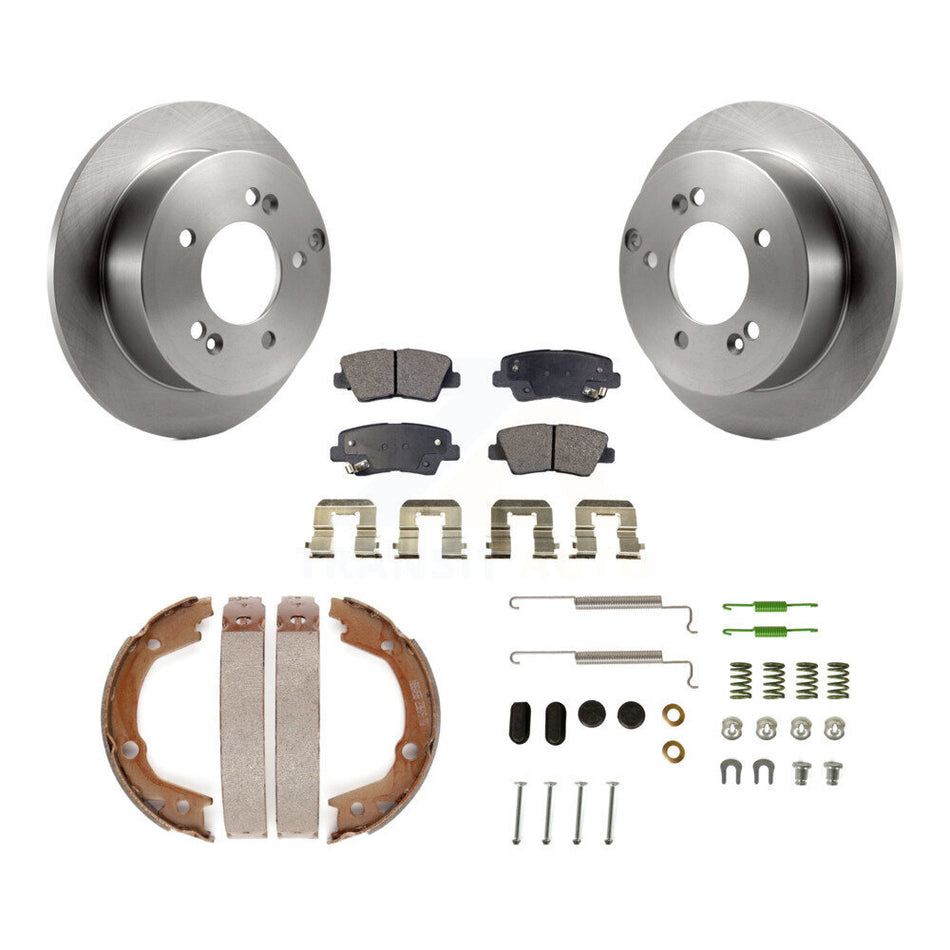 Rear Disc Rotors Semi-Metallic Pads Parking Shoes & Hardware Kit For Hyundai Sonata 2.4L K8F-104824