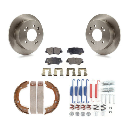 Rear Disc Rotors Semi-Metallic Pads Parking Brake Shoes Hardware Kit For Hyundai Elantra K8F-104826