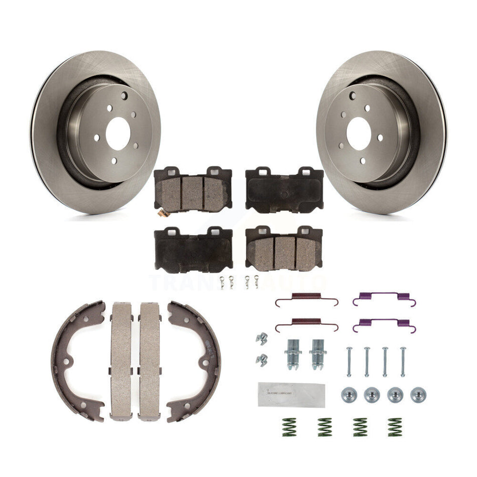 Rear Disc Rotors Semi-Metallic Pads Parking Shoes Hardware Kit For INFINITI Q50 M37 FX50 K8F-104830