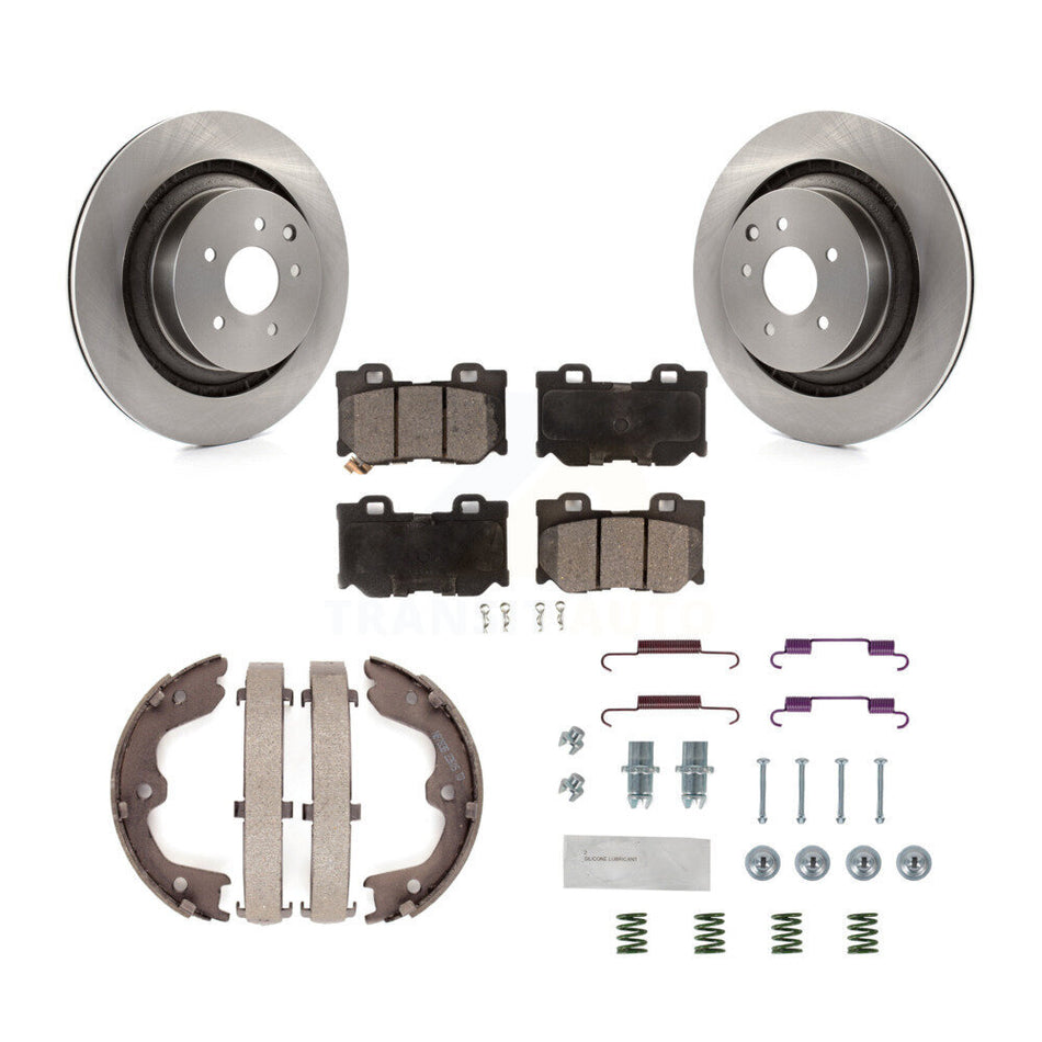 Rear Disc Rotors Semi-Metallic Pads Parking Shoes & Hardware Kit For INFINITI G37 Nissan K8F-104832