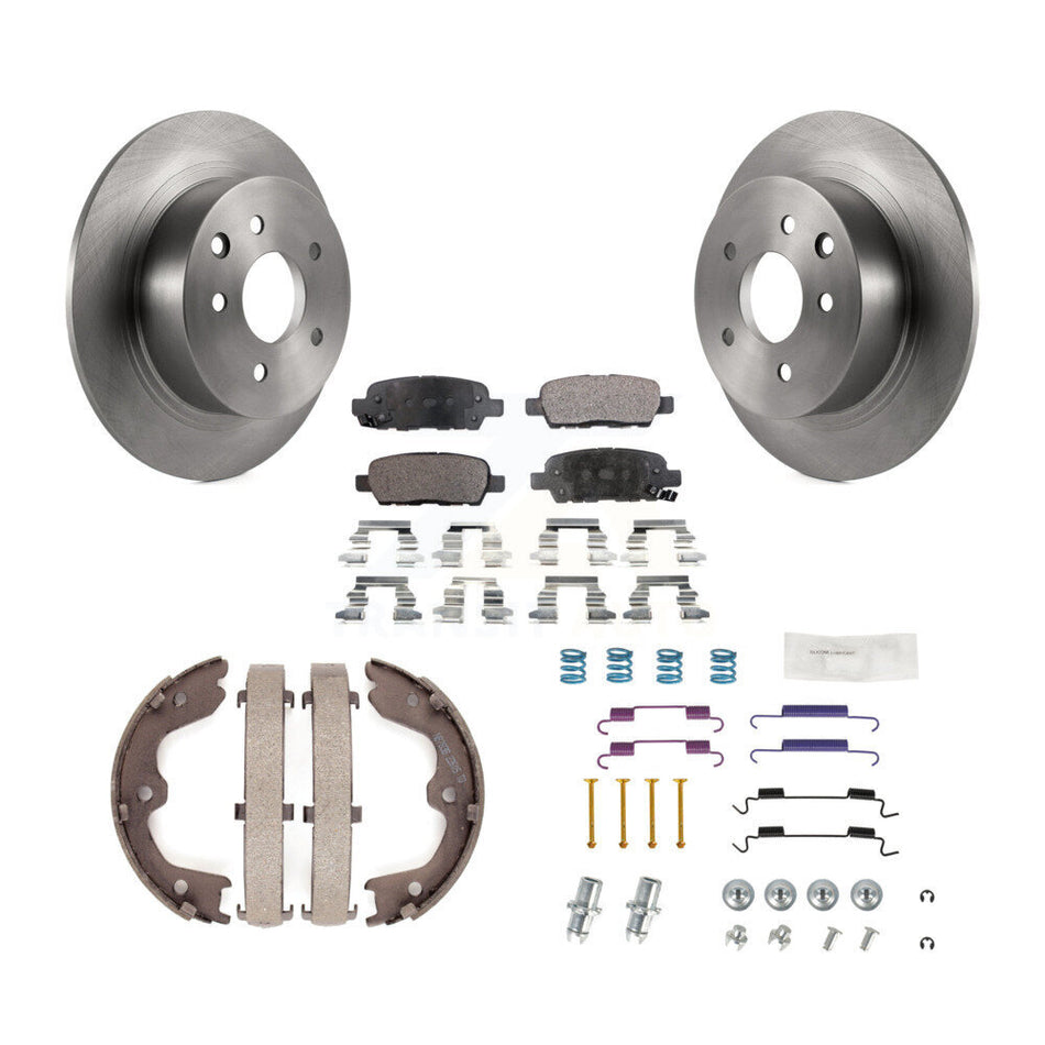 Rear Disc Rotors Semi-Metallic Pads Parking Brake Shoes & Hardware Kit For Nissan Altima K8F-104833