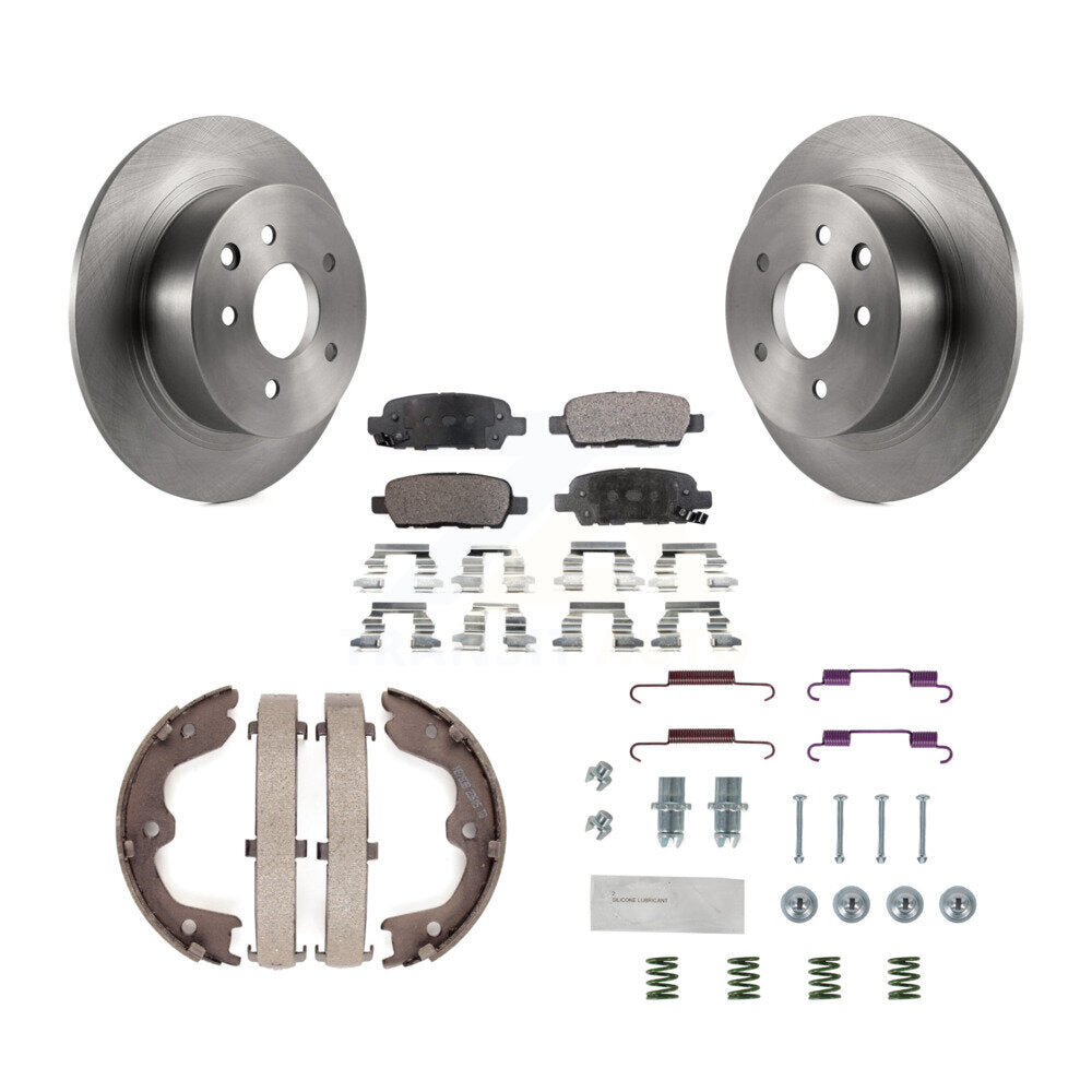 Rear Disc Rotors Semi-Metallic Pads Parking Shoes & Hardware Kit For Nissan Altima Maxima K8F-104837