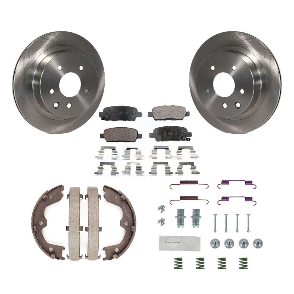 Rear Disc Rotors Semi-Metallic Pads Parking Shoes & Hardware Kit For INFINITI G35 Nissan K8F-104841