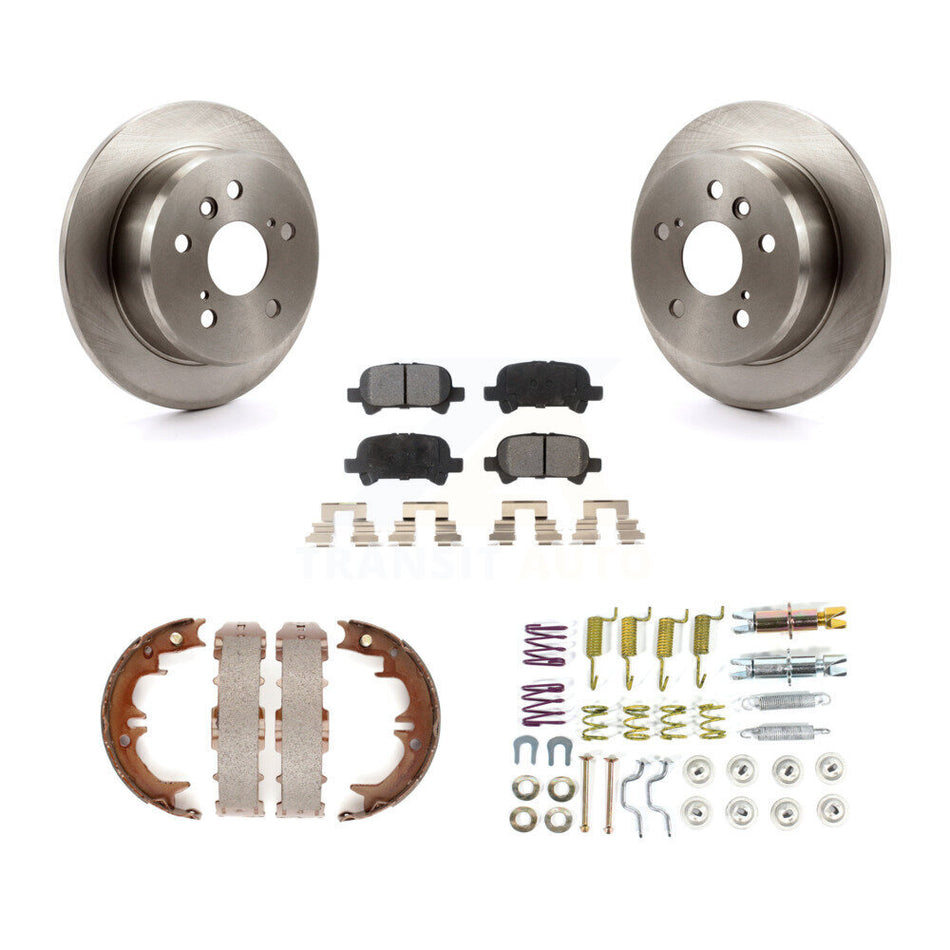 Rear Disc Rotors Semi-Metallic Pads Parking Shoes & Hardware Kit For Toyota Camry Solara K8F-104845