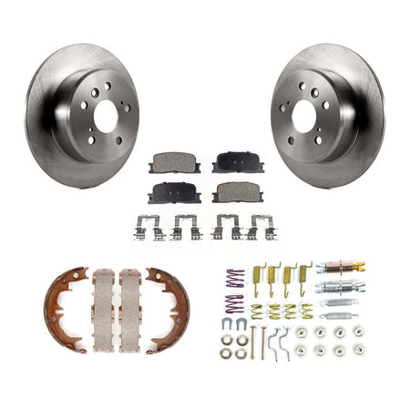 Rear Disc Rotors Semi-Metallic Pads Parking Shoes Hardware Kit For Toyota Highlander FWD K8F-104847