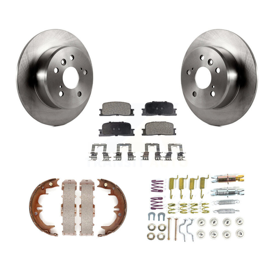 Rear Disc Rotors Semi-Metallic Pads Parking Shoes Hardware Kit For Toyota Highlander FWD K8F-104847