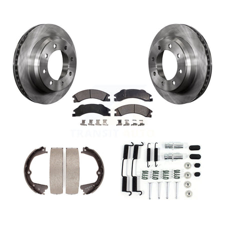 Rear Disc Rotors Semi-Metallic Pads Parking Shoes Hardware Kit For Ford E-350 Super Duty K8F-104852
