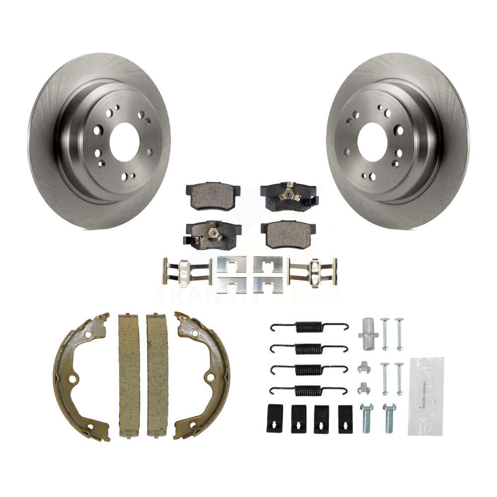 Rear Disc Rotors Semi-Metallic Pads Parking Shoes Hardware Kit For Honda Accord Crosstour K8F-104856