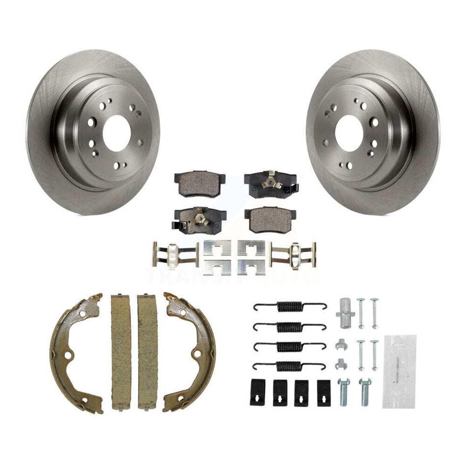 Rear Disc Rotors Semi-Metallic Pads Parking Shoes Hardware Kit For Honda Accord Crosstour K8F-104856