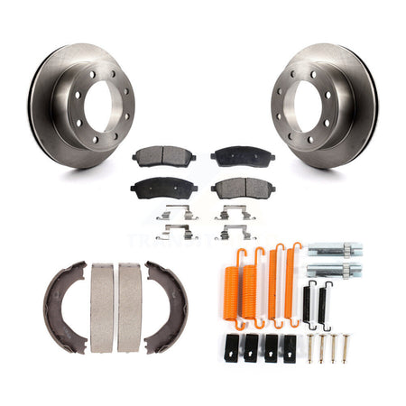 Rear Disc Rotors Semi-Metallic Pads Parking Shoes Hardware Kit For Ford F-350 Super Duty K8F-104868
