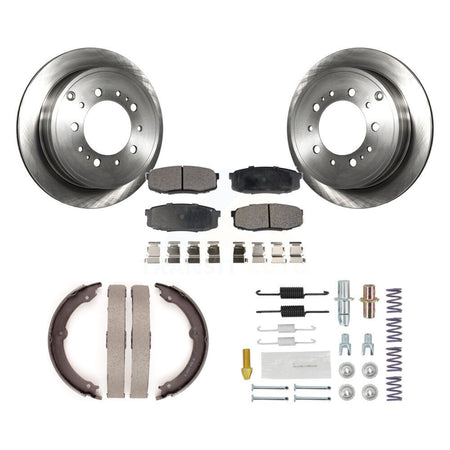 Rear Disc Rotors Semi-Metallic Pads Parking Shoes Hardware Kit For Toyota Tundra Sequoia K8F-104871