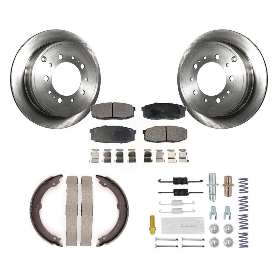 Rear Disc Rotors Semi-Metallic Pads Parking Shoes Hardware Kit For Toyota Tundra Sequoia K8F-104871