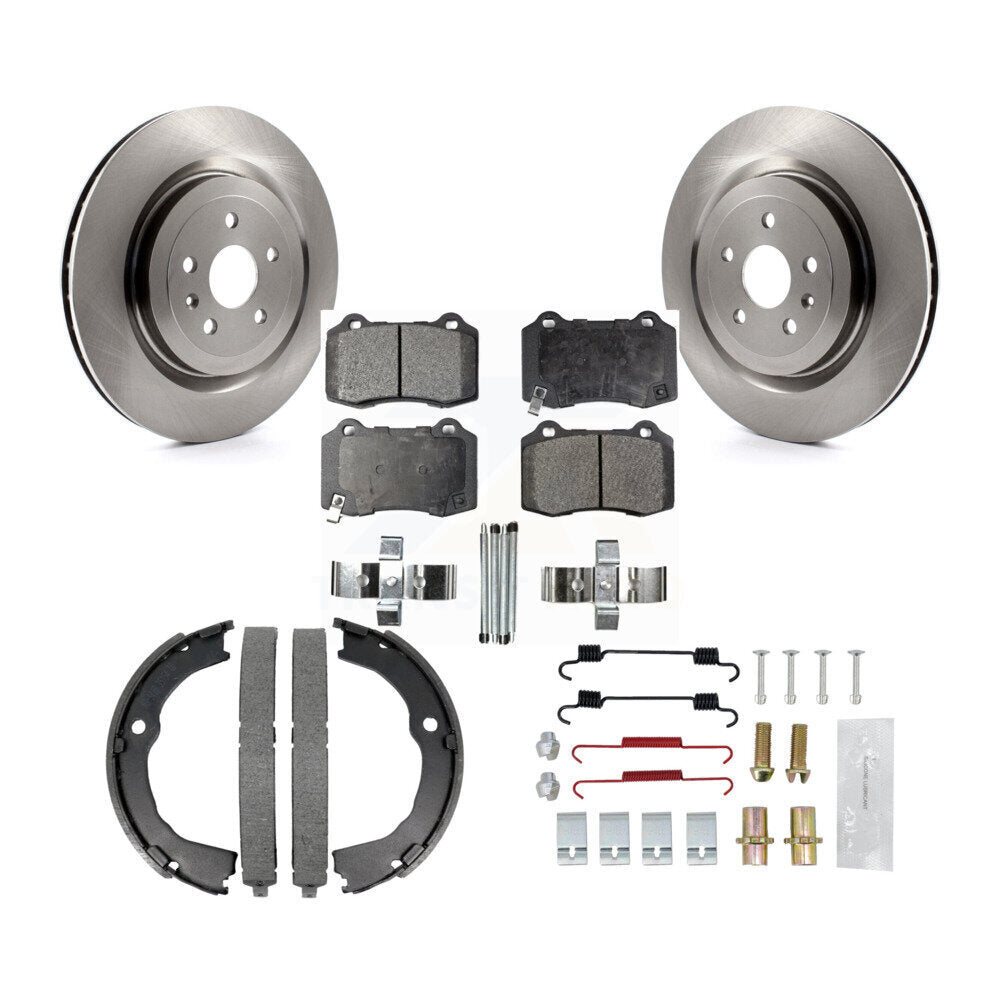 Rear Disc Rotors Semi-Metallic Pads Parking Shoes & Hardware Kit For Chevrolet Camaro CTS K8F-104872