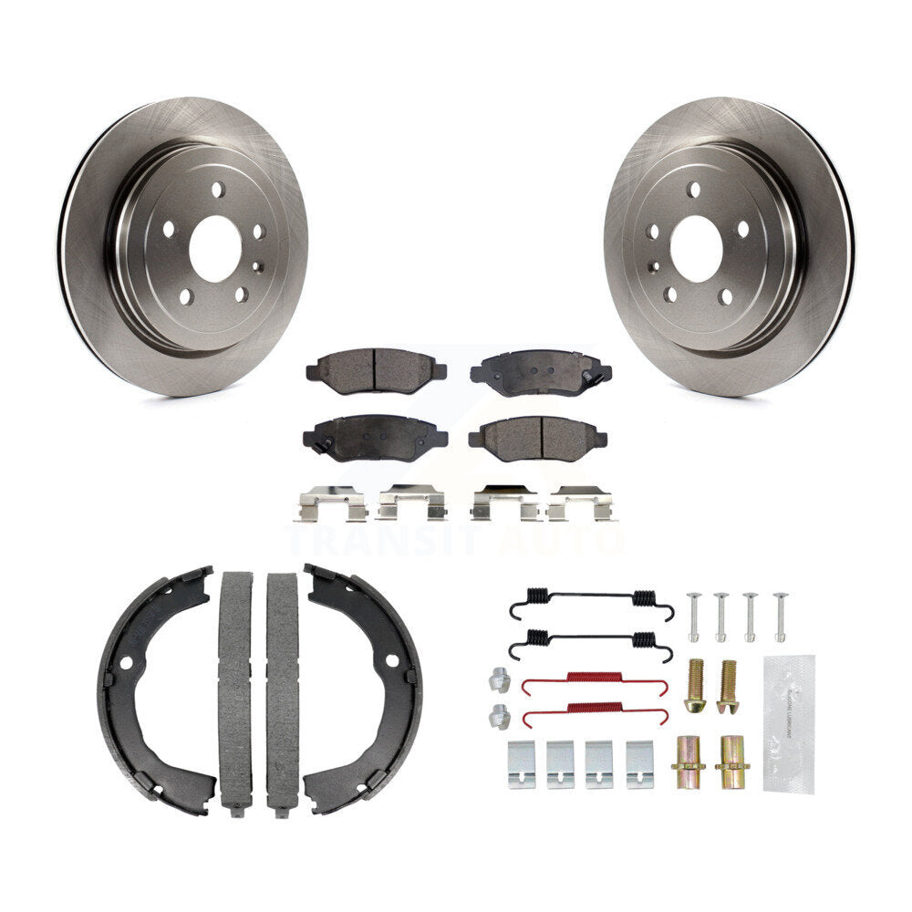 Rear Disc Rotors Semi-Metallic Pads Parking Shoes & Hardware Kit For Chevrolet Camaro CTS K8F-104873