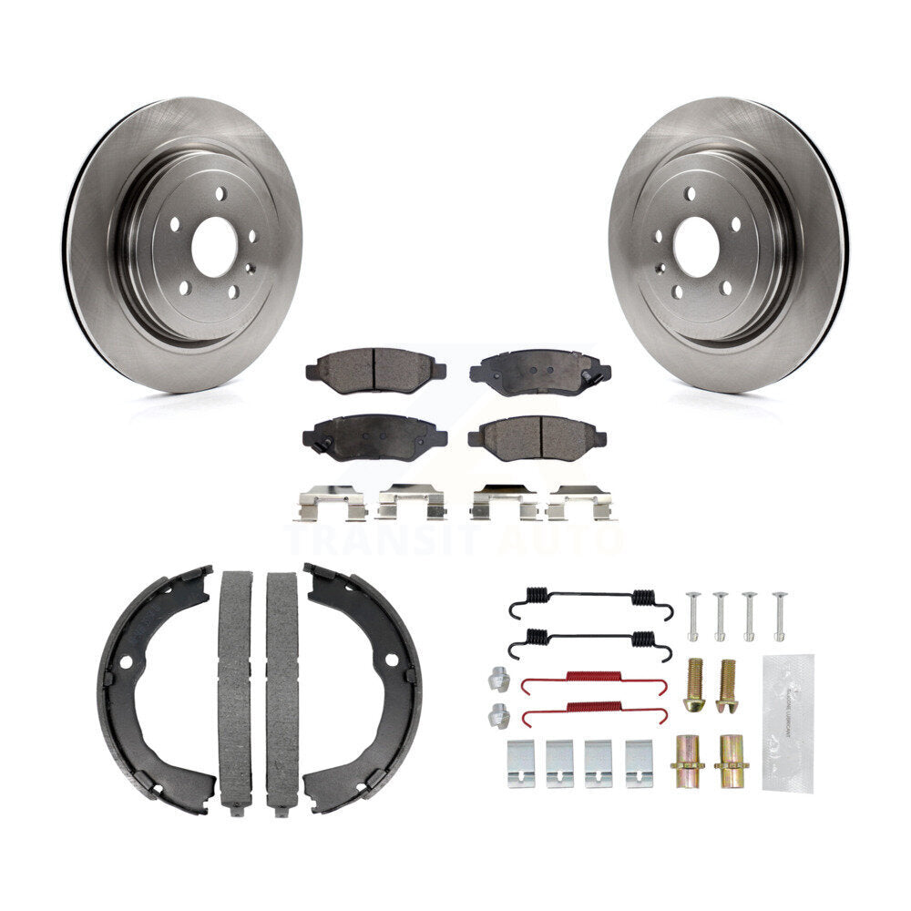 Rear Disc Rotors Semi-Metallic Pads Parking Brake Shoes And Hardware Kit For Cadillac CTS K8F-104874