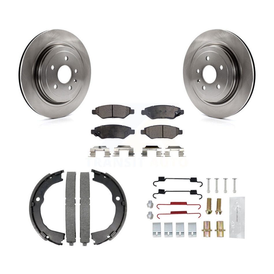 Rear Disc Rotors Semi-Metallic Pads Parking Brake Shoes And Hardware Kit For Cadillac CTS K8F-104874