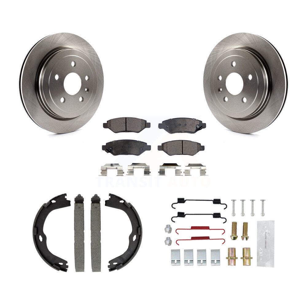 Rear Disc Rotors Semi-Metallic Pads Parking Brake Shoes And Hardware Kit For Cadillac CTS K8F-104879