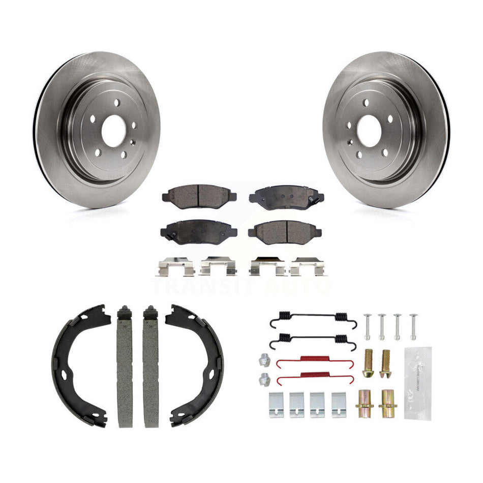 Rear Disc Rotors Semi-Metallic Pads Parking Brake Shoes And Hardware Kit For Cadillac CTS K8F-104880