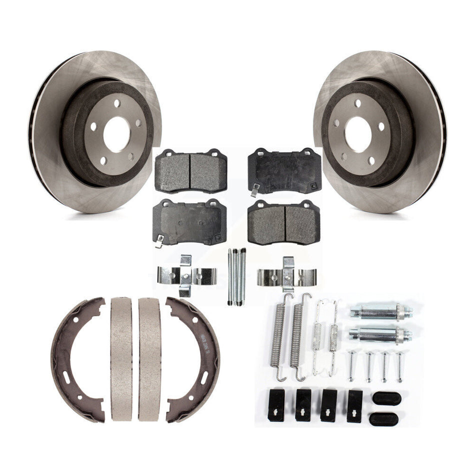 Rear Disc Rotors Semi-Metallic Pads Parking Shoes & Hardware Kit For Jeep Grand Cherokee K8F-104883