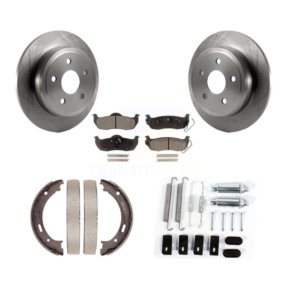 Rear Disc Rotors Semi-Metallic Pads Parking Shoes & Hardware Kit For Jeep Grand Cherokee K8F-104884