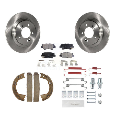 Rear Disc Rotors Semi-Metallic Pads Parking Shoes Hardware Kit For 13 Kia Optima LX/EX/SX K8F-104889