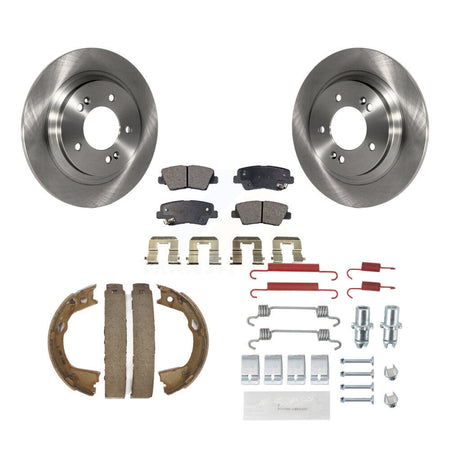 Rear Disc Rotors Semi-Metallic Pads Parking Shoes & Hardware Kit For Hyundai Sonata Azera K8F-104890